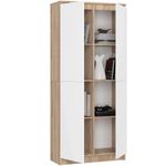 Casa si Gradina - Mobilier - Dulapuri si sifoniere - Dulapuri - Dulap cu 8 etajere, PAL laminat 16 mm, 80x35x180 cm, stejar sonoma si alb - Infinity.ro