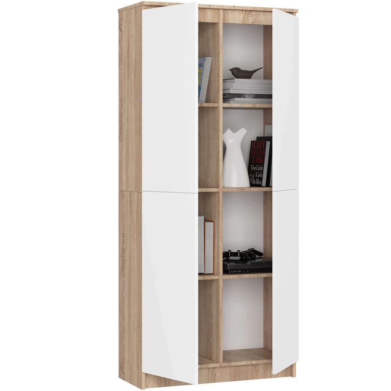 Casa si Gradina - Mobilier - Dulapuri si sifoniere - Dulapuri - Dulap cu 8 etajere, PAL laminat 16 mm, 80x35x180 cm, stejar sonoma si alb - Infinity.ro