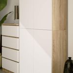 Casa si Gradina - Mobilier - Dulapuri si sifoniere - Dulapuri - Dulap cu 8 etajere, PAL laminat 16 mm, 80x35x180 cm, stejar sonoma si alb - Infinity.ro