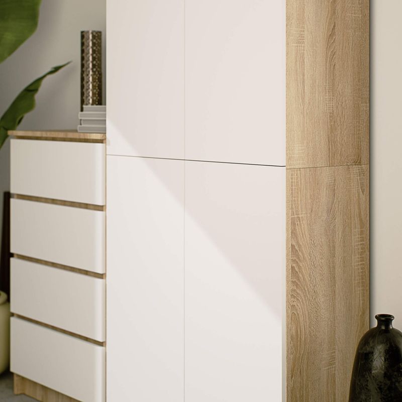 Casa si Gradina - Mobilier - Dulapuri si sifoniere - Dulapuri - Dulap cu 8 etajere, PAL laminat 16 mm, 80x35x180 cm, stejar sonoma si alb - Infinity.ro