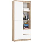 Casa si Gradina - Mobilier - Dulapuri si sifoniere - Dulapuri - Dulap cu usa, 2 sertare si 7 rafturi, PAL laminat 16 mm, 80x35x180 cm, sonoma si alb - Infinity.ro