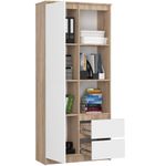 Casa si Gradina - Mobilier - Dulapuri si sifoniere - Dulapuri - Dulap cu usa, 2 sertare si 7 rafturi, PAL laminat 16 mm, 80x35x180 cm, sonoma si alb - Infinity.ro