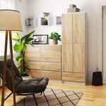 Casa si Gradina - Mobilier - Dulapuri si sifoniere - Dulapuri - Dulap inchis cu 2 usi si sertar, 4 rafturi, PAL laminat 16 mm, 60x35x180 cm, alb si stejar sonoma - Infinity.ro