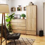 Casa si Gradina - Mobilier - Dulapuri si sifoniere - Dulapuri - Dulap inchis cu 2 usi si sertar, 4 rafturi, PAL laminat 16 mm, 60x35x180 cm, stejar sonoma - Infinity.ro