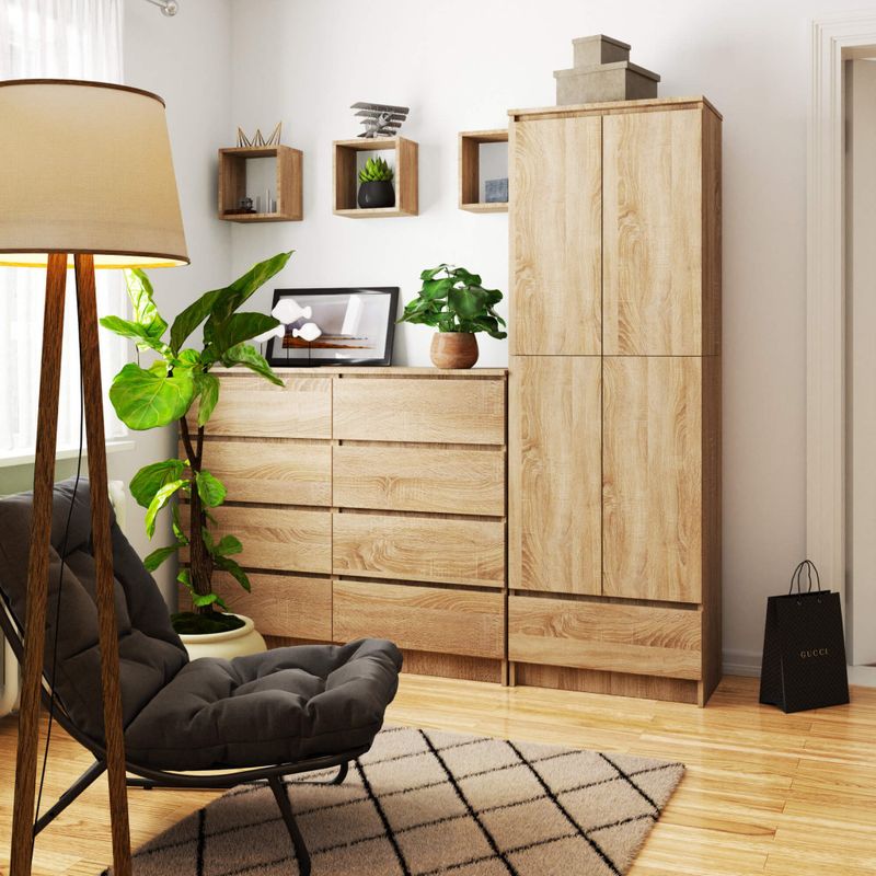 Casa si Gradina - Mobilier - Dulapuri si sifoniere - Dulapuri - Dulap inchis cu 2 usi si sertar, 4 rafturi, PAL laminat 16 mm, 60x35x180 cm, stejar sonoma - Infinity.ro