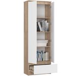 Casa si Gradina - Mobilier - Dulapuri si sifoniere - Dulapuri - Dulap inchis cu 2 usi si sertar, 4 rafturi, PAL laminat 16 mm, 60x35x180 cm, stejar sonoma si alb - Infinity.ro