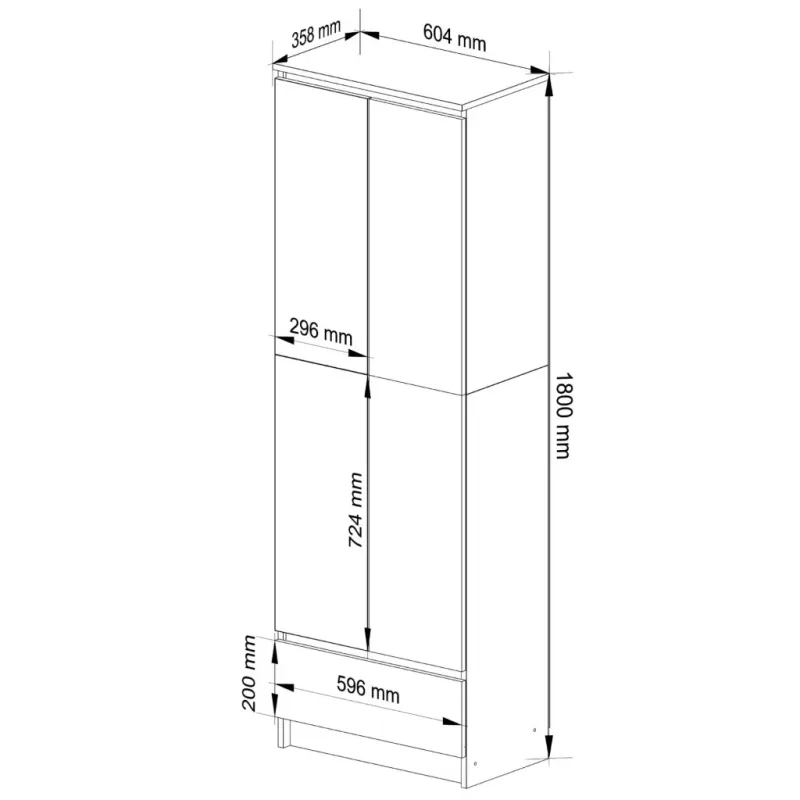 Casa si Gradina - Mobilier - Dulapuri si sifoniere - Dulapuri - Dulap inchis cu 2 usi si sertar, 4 rafturi, PAL laminat 16 mm, 60x35x180 cm, stejar sonoma si alb - Infinity.ro