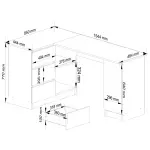 Casa si Gradina - Mobilier - Mese si birouri - Birouri - Birou colt stanga in L cu 3 sertare si rafturi, PAL laminat 16 mm, 155x85x77 cm, stejar artisan si alb - Infinity.ro