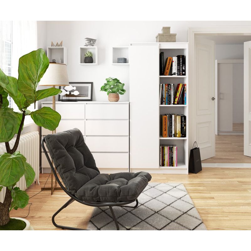 Casa si Gradina - Mobilier - Dulapuri si sifoniere - Dulapuri - Dulap cu usa si 8 etajere, PAL laminat 16 mm, 80x35x180 cm, alb - Infinity.ro