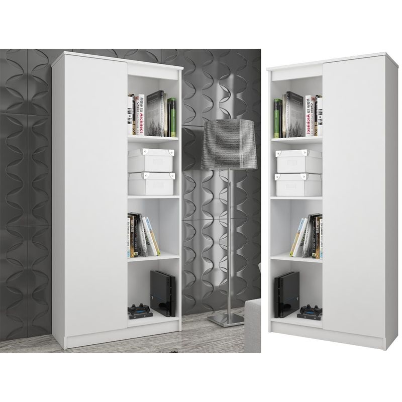 Casa si Gradina - Mobilier - Dulapuri si sifoniere - Dulapuri - Dulap cu usa si 8 etajere, PAL laminat 16 mm, 80x35x180 cm, alb - Infinity.ro