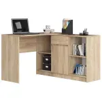 Casa si Gradina - Mobilier - Mese si birouri - Birouri - Birou de colt cu sertar, usa si 6 rafturi, PAL laminat 16 mm, 120x126x79 cm, stejar sonoma - Infinity.ro