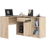 Casa si Gradina - Mobilier - Mese si birouri - Birouri - Birou de colt cu sertar, usa si 6 rafturi, PAL laminat 16 mm, 120x126x79 cm, stejar sonoma - Infinity.ro