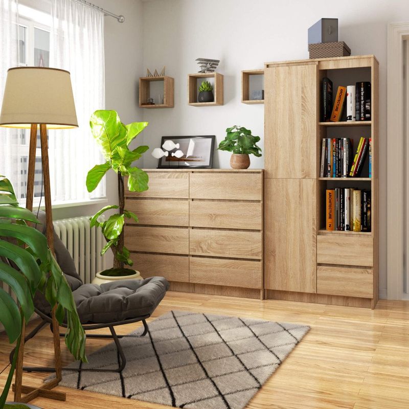 Casa si Gradina - Mobilier - Dulapuri si sifoniere - Dulapuri - Dulap cu usa, 2 sertare si 7 rafturi, PAL laminat 16 mm, 80x35x180 cm, sonoma - Infinity.ro