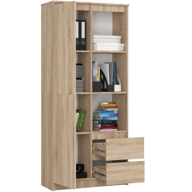 Casa si Gradina - Mobilier - Dulapuri si sifoniere - Dulapuri - Dulap cu usa, 2 sertare si 7 rafturi, PAL laminat 16 mm, 80x35x180 cm, sonoma - Infinity.ro