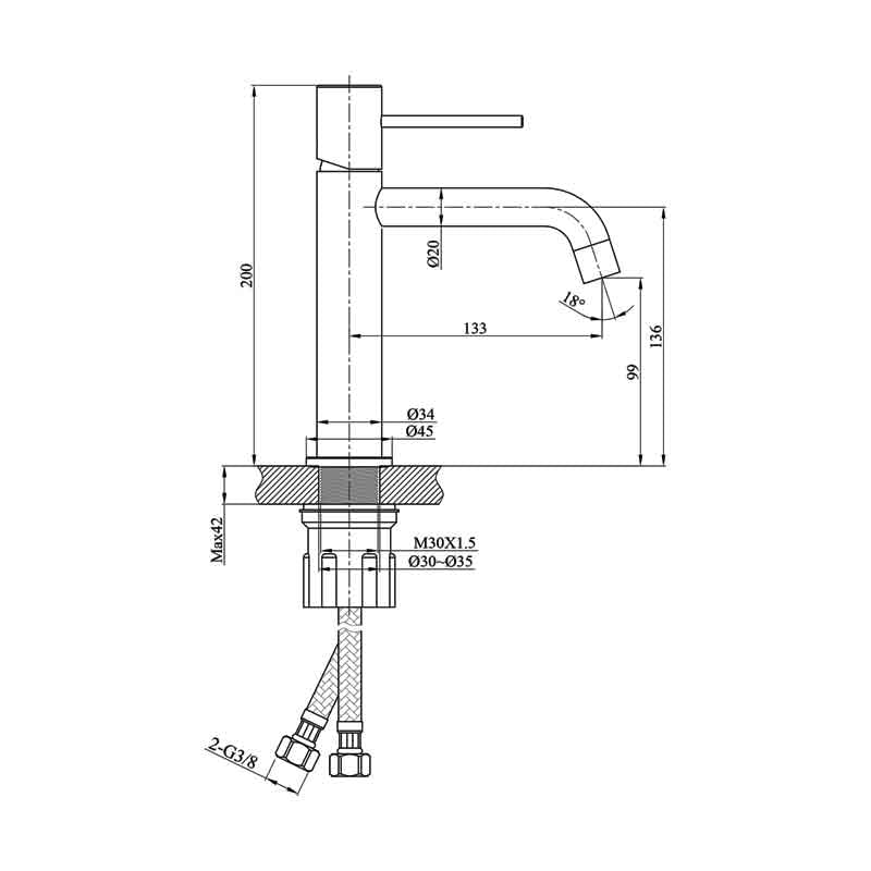 Casa si Gradina - Sanitare - Lavoar baie si accesorii - Baterii sanitare - VERDI, NEGRU MAT, BATERIE LAVOAR 100, FARA VENTIL, 41376 - Infinity.ro