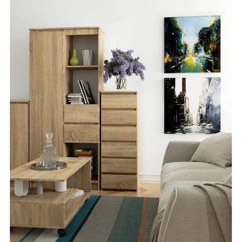 Casa si Gradina - Mobilier - Comode si corpuri - Comode - Comoda cu 6 sertare, PAL laminat 16 mm, 40x35x109 cm, stejar sonoma - Infinity.ro