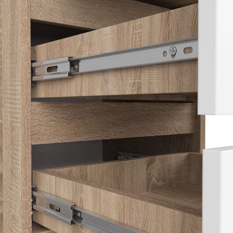 Casa si Gradina - Mobilier - Comode si corpuri - Comode - Comoda cu 6 sertare, PAL laminat 16 mm, 40x35x109 cm, stejar sonoma si alb - Infinity.ro