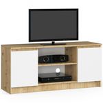 Casa si Gradina - Mobilier - Comode si corpuri - Comode - Comoda TV cu 2 usi si o polita, PAL laminat 16 mm, 120x40x55 cm, stejar artisan si alb - Infinity.ro