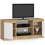 Casa si Gradina - Mobilier - Comode si corpuri - Comode - Comoda TV cu 2 usi si o polita, PAL laminat 16 mm, 120x40x55 cm, stejar artisan si alb - Infinity.ro