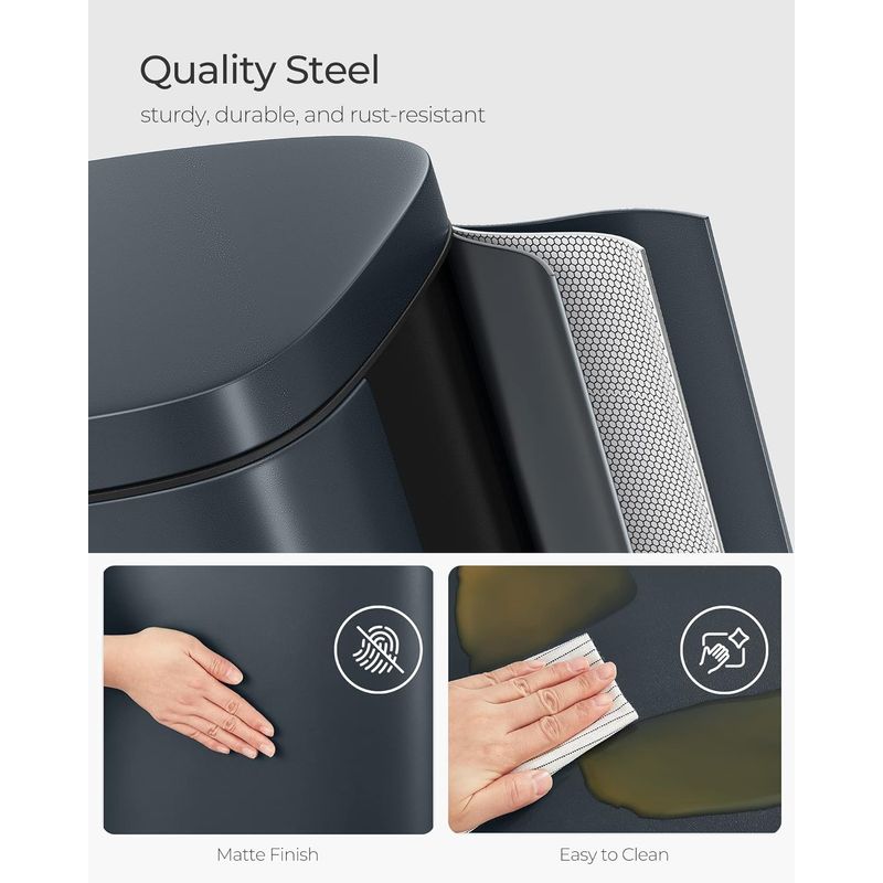 Casa si Gradina - Mobilier - Organizare si depozitare - Cosuri de gunoi - Cos de gunoi din otel cu pedala, galeata interioara plastic, capac inchidere lenta, 30L, 35x30x63cm, gri inchis - Infinity.ro