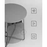 Casa si Gradina - Mobilier - Mese si birouri - Masute de cafea - Masuta de cafea rotunda cu cos de stofa, statie de incarcare 2 prize si 2 USB, 45x50cm, gri argintiu - Infinity.ro