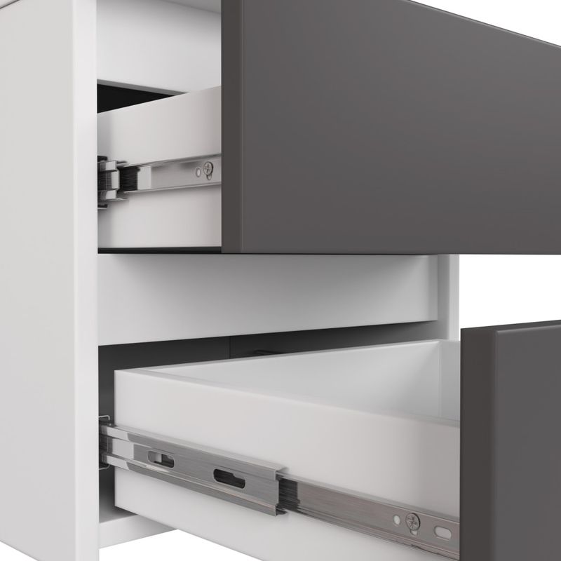 Casa si Gradina - Mobilier - Comode si corpuri - Noptiere - Noptiera cu 3 sertare, PAL laminat 16 mm, 40x35x57 cm, alb si gri - Infinity.ro