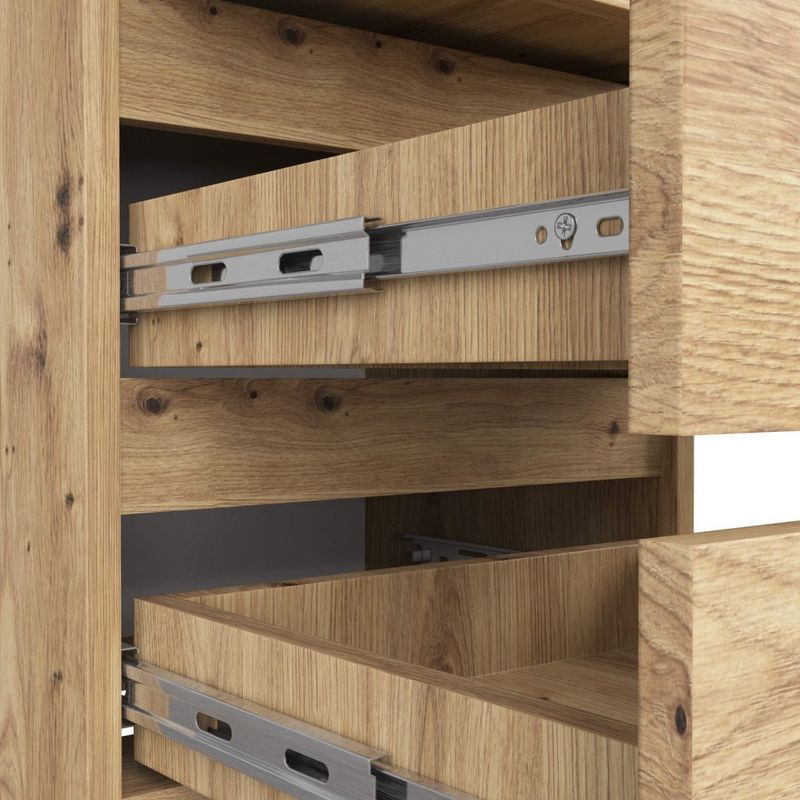 Casa si Gradina - Mobilier - Comode si corpuri - Noptiere - Noptiera cu 3 sertare, PAL laminat 16 mm, 40x35x57 cm, stejar artisan - Infinity.ro