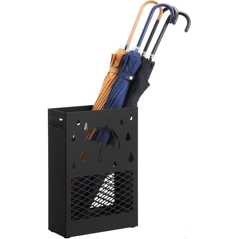 Casa si Gradina - Decoratiuni - Obiecte decorative - Suporturi umbrele - Suport metalic pentru umbrele, cu carlige si tava de picurare, 28x12x41cm, negru - Infinity.ro