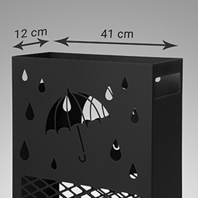 Casa si Gradina - Decoratiuni - Obiecte decorative - Suporturi umbrele - Suport metalic pentru umbrele, cu carlige si tava de picurare, 28x12x41cm, negru - Infinity.ro