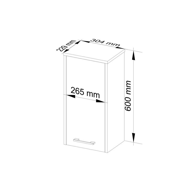 Casa si Gradina - Mobilier - Mobilier baie - Corpuri baie - Dulap baie suspendat, cu usa si raft interior, PAL 16 mm, 30Ã—22,5Ã—60 cm, alb si gri - Infinity.ro