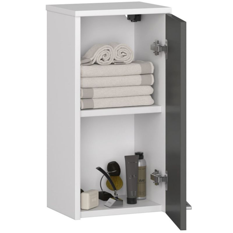 Casa si Gradina - Mobilier - Mobilier baie - Corpuri baie - Dulap baie suspendat, cu usa si raft interior, PAL 16 mm, 30Ã—22,5Ã—60 cm, alb si gri - Infinity.ro