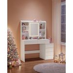 Casa si Gradina - Mobilier - Comode si corpuri - Masute de toaleta - Masa de toaleta cu oglinda, iluminare LED reglabila, 6 sertare, 118x40x145 cm, alb - Infinity.ro