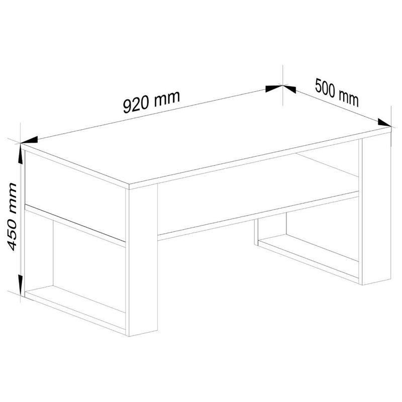 Casa si Gradina - Mobilier - Mese si birouri - Masute de cafea - Masuta de cafea Domi cu raft inferior, blat laminat, 92x50x45 cm, stejar craft si negru - Infinity.ro