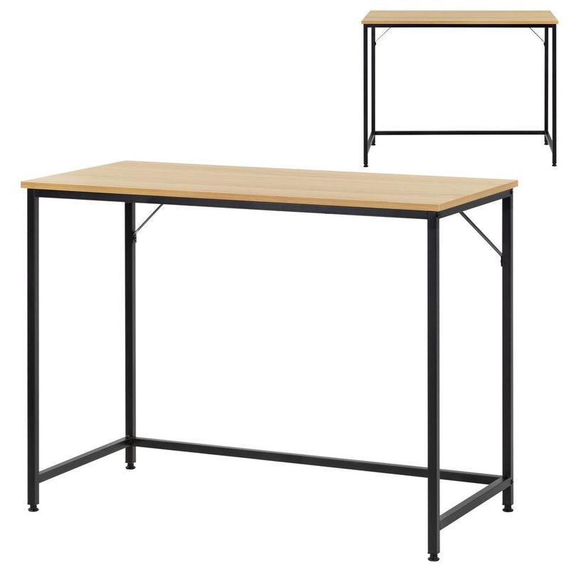 Casa si Gradina - Mobilier - Mese si birouri - Birouri - Birou cu blat MDF si cadru metalic, 100x50x76 cm, maro deschis - Infinity.ro