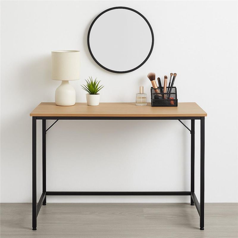 Casa si Gradina - Mobilier - Mese si birouri - Birouri - Birou cu blat MDF si cadru metalic, 100x50x76 cm, maro deschis - Infinity.ro