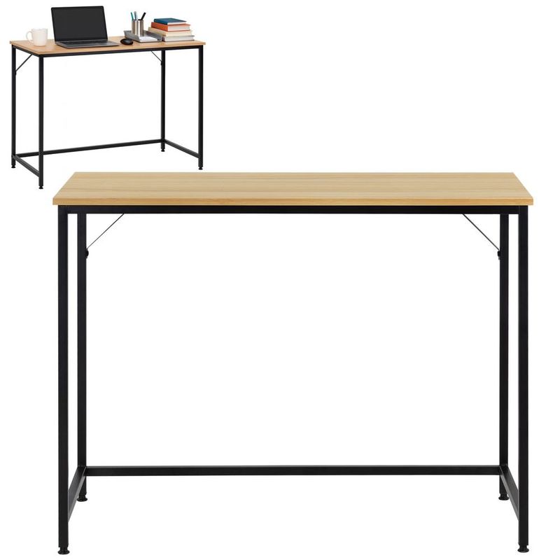 Casa si Gradina - Mobilier - Mese si birouri - Birouri - Birou cu blat MDF si cadru metalic, 100x50x76 cm, maro deschis - Infinity.ro