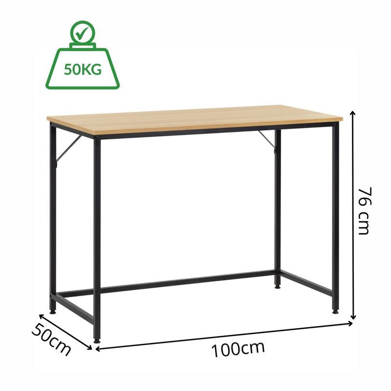 Casa si Gradina - Mobilier - Mese si birouri - Birouri - Birou cu blat MDF si cadru metalic, 100x50x76 cm, maro deschis - Infinity.ro