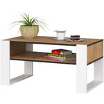 Casa si Gradina - Mobilier - Mese si birouri - Masute de cafea - Masuta de cafea Domi cu raft inferior, blat laminat, 92x50x45 cm, stejar craft si alb - Infinity.ro