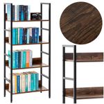 Casa si Gradina - Mobilier - Biblioteci si rafturi - Etajere - Etajera cu 4 polite din MDF si cadru metalic, stil industrial, 60x28x124.5 cm, maro inchis si negru - Infinity.ro