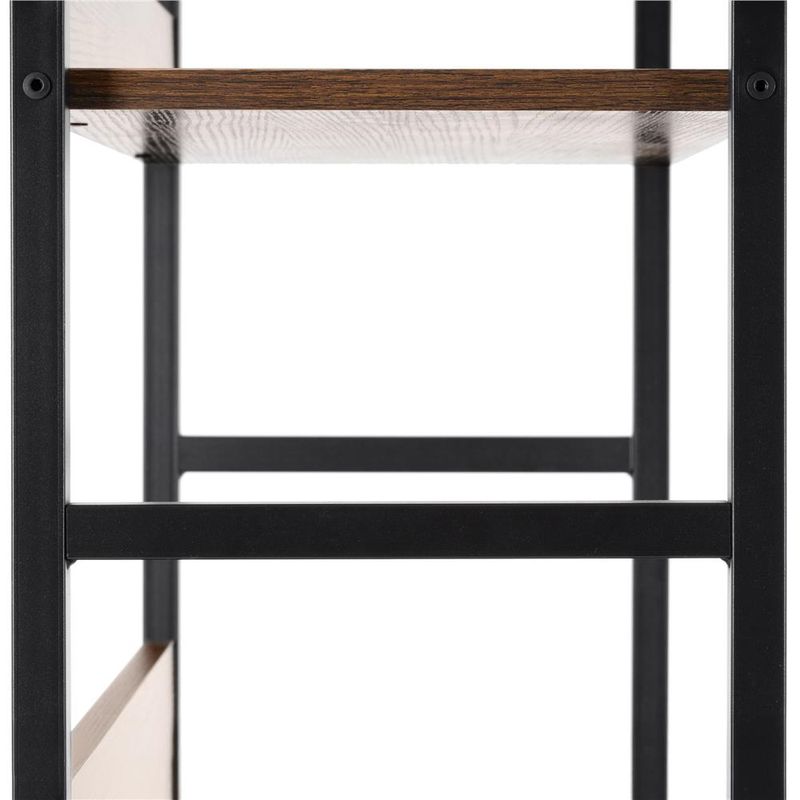 Casa si Gradina - Mobilier - Biblioteci si rafturi - Etajere - Etajera cu 4 polite din MDF si cadru metalic, stil industrial, 60x28x124.5 cm, maro inchis si negru - Infinity.ro