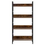 Casa si Gradina - Mobilier - Biblioteci si rafturi - Etajere - Etajera cu 4 polite din MDF si cadru metalic, stil industrial, 60x28x124.5 cm, maro inchis si negru - Infinity.ro
