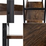 Casa si Gradina - Mobilier - Biblioteci si rafturi - Etajere - Etajera cu 4 polite din MDF si cadru metalic, stil industrial, 60x28x124.5 cm, maro inchis si negru - Infinity.ro