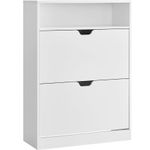 Casa si Gradina - Mobilier - Dulapuri si sifoniere - Dulapuri pantofi - Dulap pantofi 80x24x102 cm, cu 2 usi rabatabile, separator reglabil si raft superior, PAL alb mat - Infinity.ro