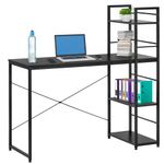 Casa si Gradina - Mobilier - Mese si birouri - Birouri - Birou cu blat MDF si rafturi laterale, cadru metalic, 120x48x122 cm, negru - Infinity.ro