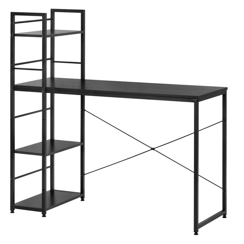 Casa si Gradina - Mobilier - Mese si birouri - Birouri - Birou cu blat MDF si rafturi laterale, cadru metalic, 120x48x122 cm, negru - Infinity.ro