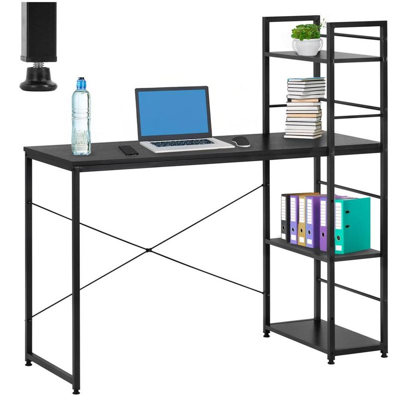 Casa si Gradina - Mobilier - Mese si birouri - Birouri - Birou cu blat MDF si rafturi laterale, cadru metalic, 120x48x122 cm, negru - Infinity.ro