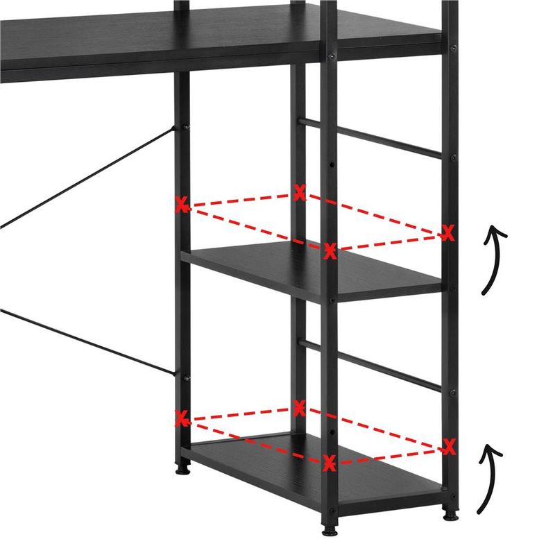Casa si Gradina - Mobilier - Mese si birouri - Birouri - Birou cu blat MDF si rafturi laterale, cadru metalic, 120x48x122 cm, negru - Infinity.ro
