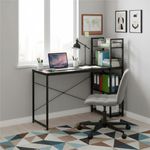 Casa si Gradina - Mobilier - Mese si birouri - Birouri - Birou cu blat MDF si rafturi laterale, cadru metalic, 120x48x122 cm, negru - Infinity.ro