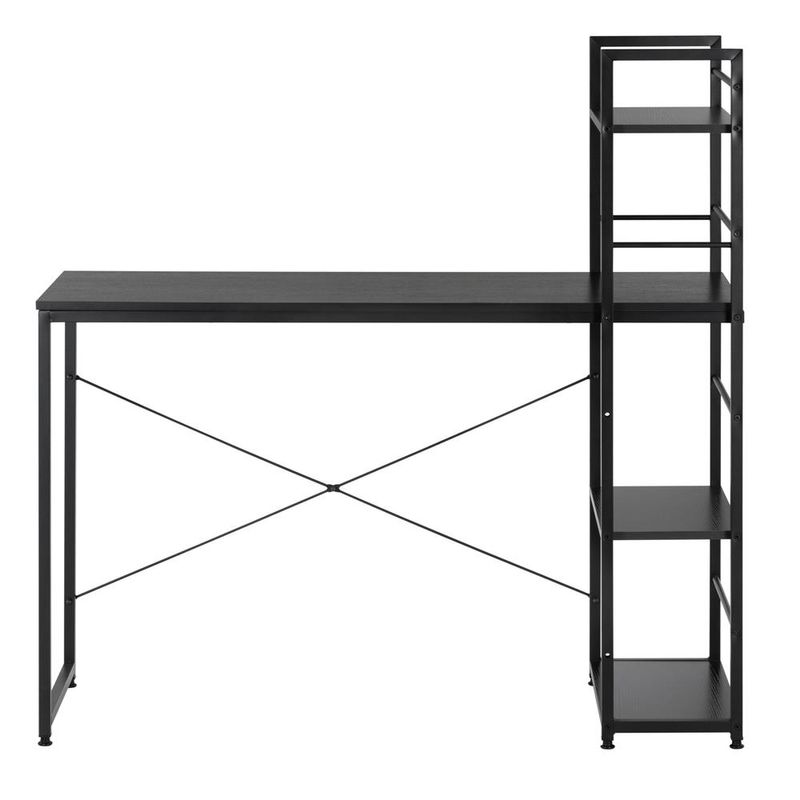 Casa si Gradina - Mobilier - Mese si birouri - Birouri - Birou cu blat MDF si rafturi laterale, cadru metalic, 120x48x122 cm, negru - Infinity.ro