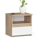 Casa si Gradina - Mobilier - Comode si corpuri - Noptiere - Noptiera cu 1 sertar, PAL laminat 16mm, 40x35x40 cm, stejar sonoma si alb - Infinity.ro
